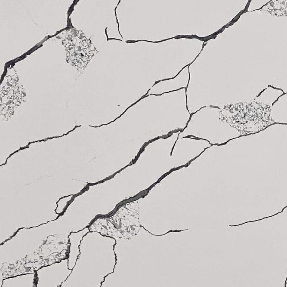 Calacatta Black quartz worktop surface, close up
