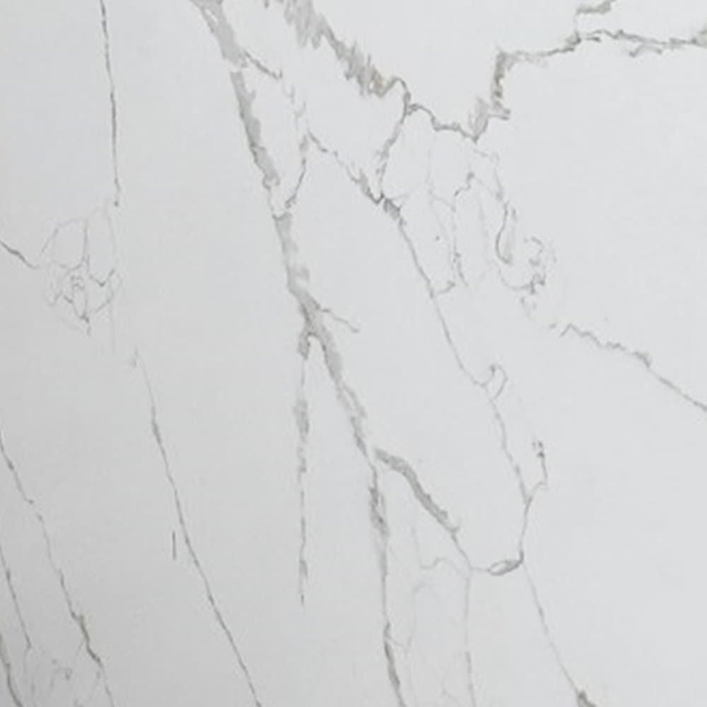 White quartz swatch with fine soft grey veining in the Carrara marble style