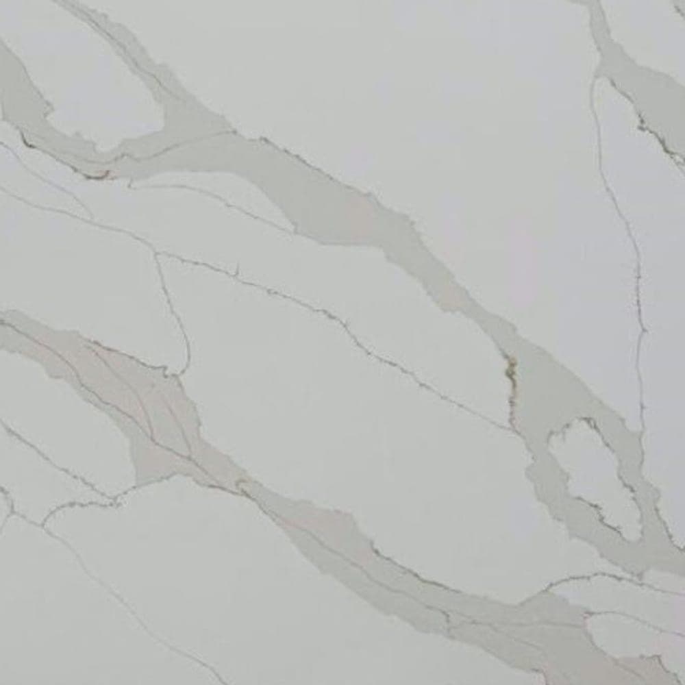 Classic Calacatta Gold quartz worktop surface, close up