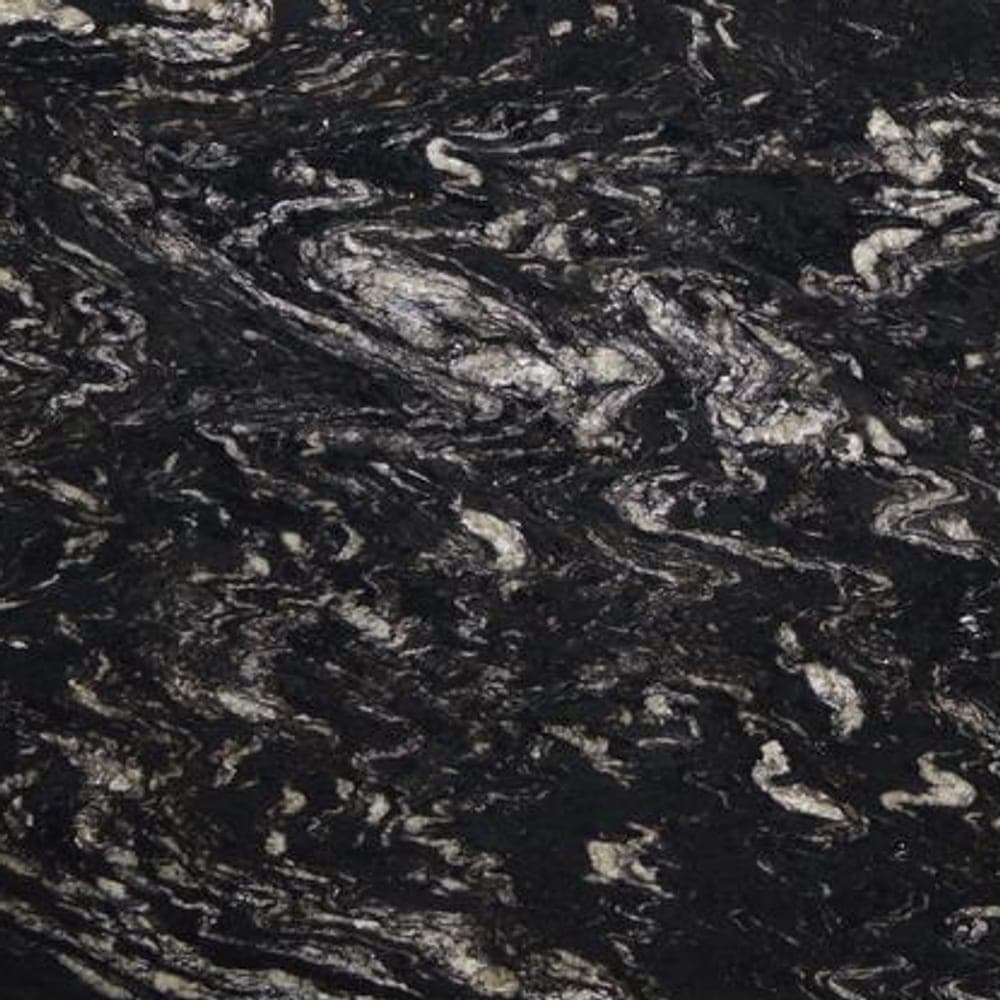 Cosmic Black granite worktop surface, close up